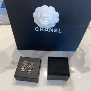 SOLD 2021 Chanel Pink Blue Gold Drop Earrings